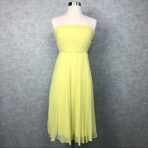 The Limited Yellow Strapless Dress Pleated Chiffon